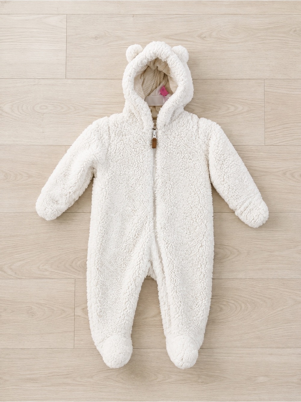 Carter's Baby Sherpa Fleece Bear Hooded Bunting Snowsuit Ivory 6M